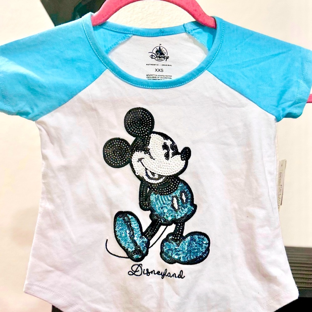 Disney Mickey Mouse Aqua and White Kids Tee